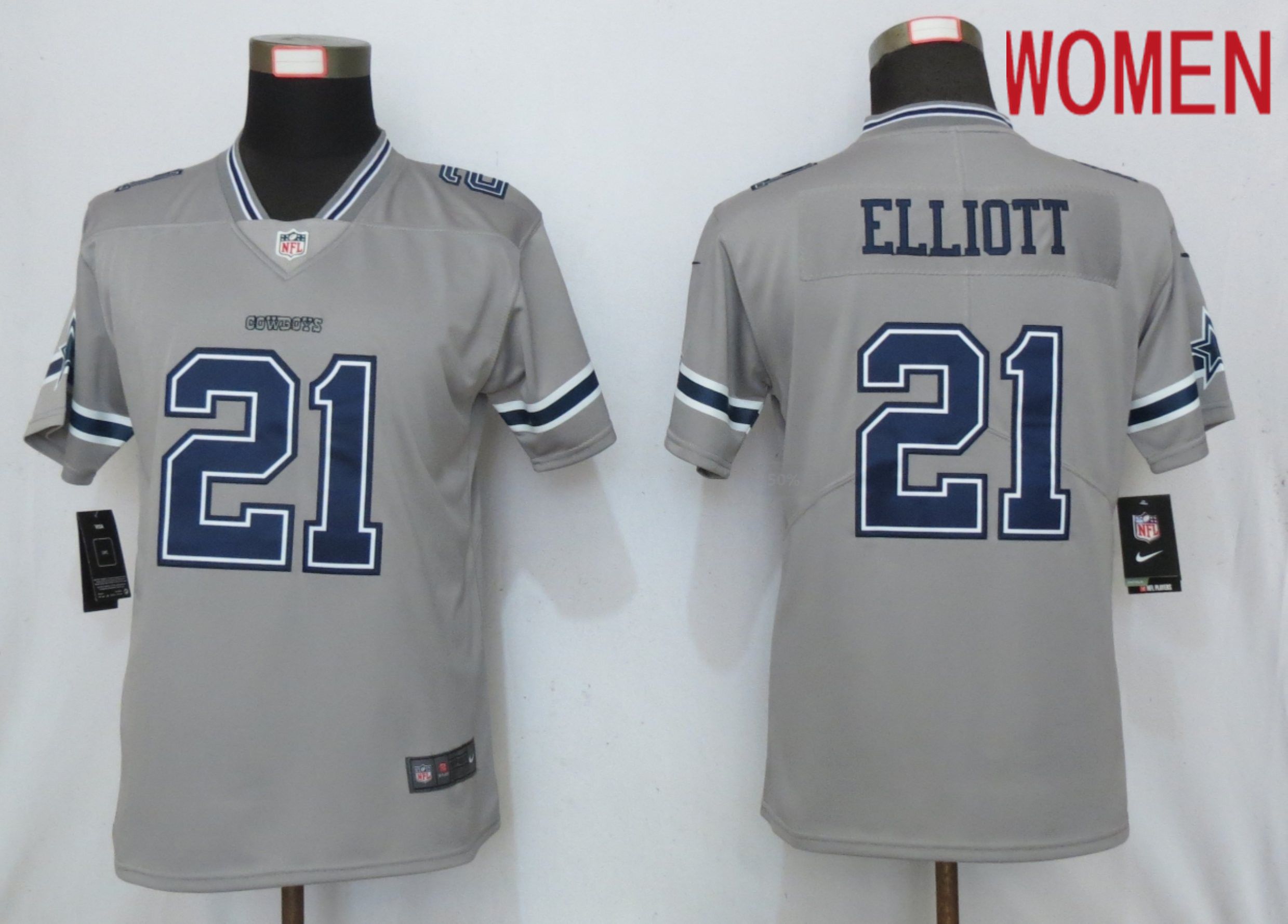 Women Dallas Cowboys #21 Elliott 2019 Vapor Untouchable Nike Gray Inverted Elite Playe NFL Jerseys